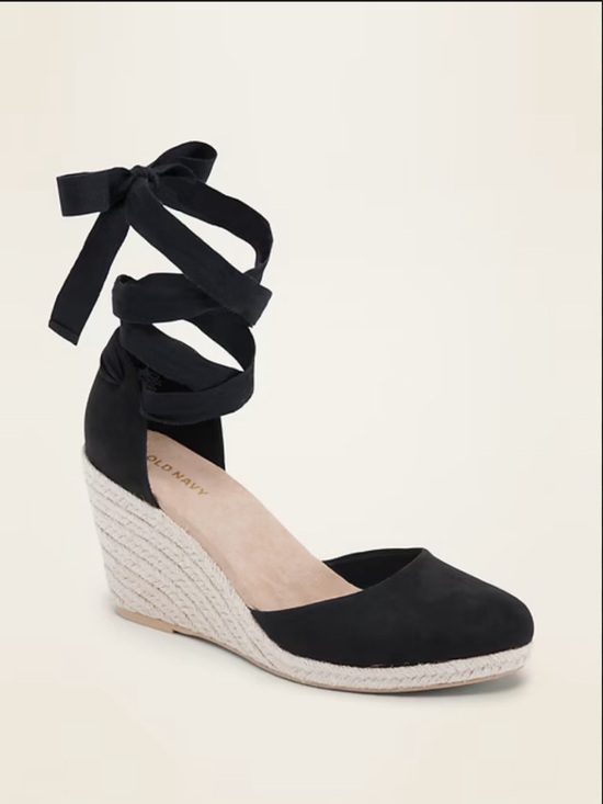 Old Navy Shoes - NWOT  Black Faux-Suede Lace-Up Espadrille Wedges Never worn size 10 Old Navy